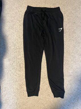 Gymshark Black Jogger Sweatpants with White Logo
